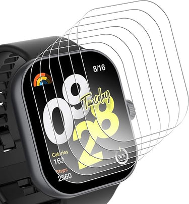 Bigqin 6 Piezas Protector de Pantalla Compatible con Xiaomi Redmi Watch 4, HD Película Cristal Templado Compatible con Xiaomi Redmi Watch 4, Anti-Arañazo
